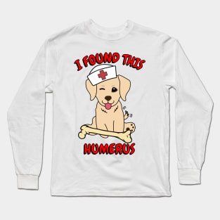 Funny golden retriever tells a lame joke Long Sleeve T-Shirt